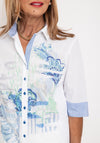Just White Satin Floral Print Top, Off White