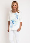 Just White Satin Floral Print Top, Off White