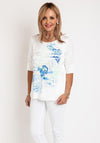 Just White Satin Floral Print Top, Off White
