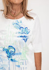 Just White Satin Floral Print Top, Off White