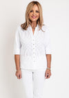 Just White Textured Ruffle Panel Blouse, White