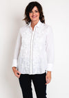 Just White Embroidered Flower Blouse, White