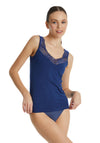 Blackspade Essential Cotton Lace Singlet, Navy