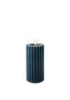 Kaemingk LED Waxed Carved Pillar Candle, Navy Blue