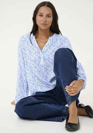Kaffe Mathilde Abstract Print Blouse, Blue