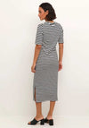 Kaffe Amanda Stripe Midi T-Shirt Dress, Black & Chalk