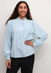 Kaffe Dorit Ruffle Neck Blouse, Blue