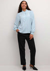 Kaffe Dorit Ruffle Neck Blouse, Blue
