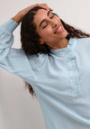 Kaffe Dorit Ruffle Neck Blouse, Blue