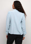 Kaffe Dorit Ruffle Neck Blouse, Blue