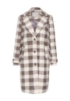 Kaffe Elena Checked Teddy Coat, Beige and Grey