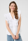Kaffe Gerid Flounce Frill Blouse, White
