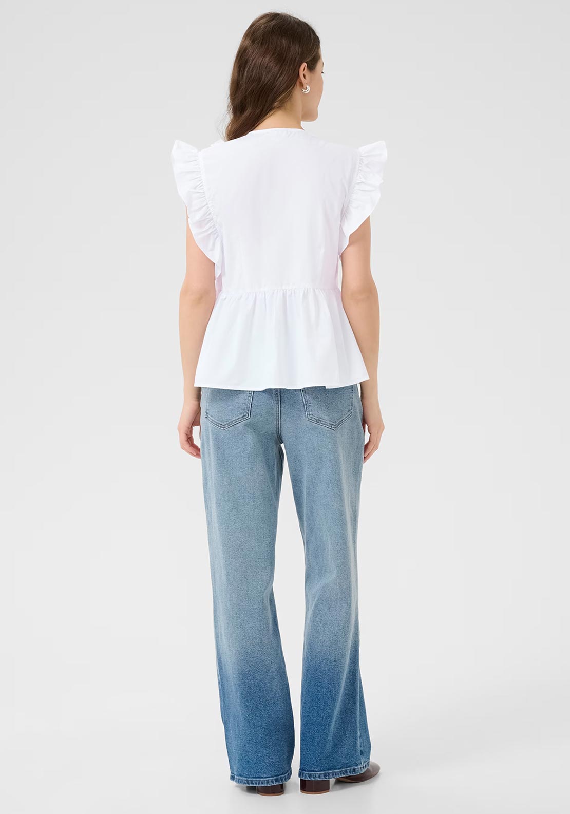 Kaffe Gerid Flounce Frill Blouse, White