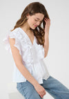 Kaffe Gerid Flounce Frill Blouse, White