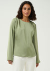 Kaffe Hill Satin Feel Blouse, Green