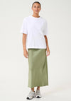 Kaffe Hill Satin Midi Skirt, Green