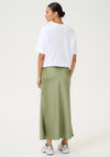 Kaffe Hill Satin Midi Skirt, Green