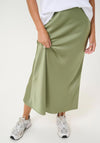 Kaffe Hill Satin Midi Skirt, Green
