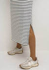 Kaffe Liddy Striped V Neck Long Dress, Chalk & Black
