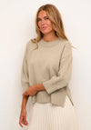 KAFFE Kamarkle Cropped Sleeve Jumper, Feather Gray Melange