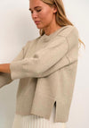 KAFFE Kamarkle Cropped Sleeve Jumper, Feather Gray Melange