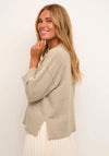 KAFFE Kamarkle Cropped Sleeve Jumper, Feather Gray Melange