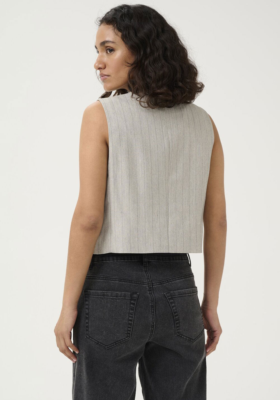 Kaffe Kaysa Pinstripe Waistcoat, Grey