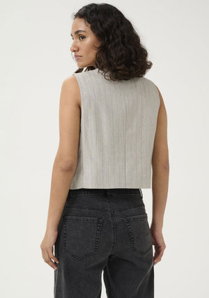 Kaffe Kaysa Pinstripe Waistcoat, Grey