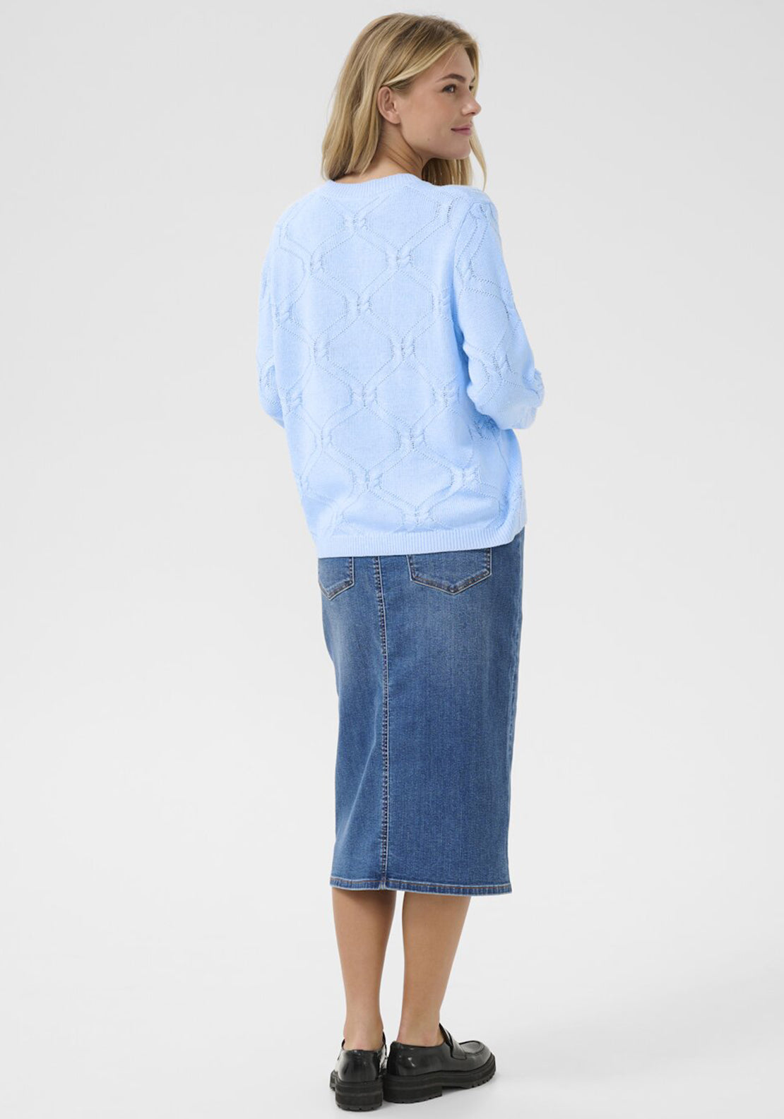 Kaffe Charlie Cable Knit Jumper, Blue
