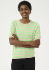 Kaffe Lizza Striped Knit Sweater, Beige and Green