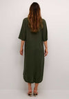 Kaffe Milia Kaftan Linen Blend Midi Dress, Forest Night