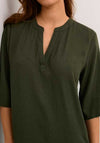 Kaffe Milia Kaftan Linen Blend Midi Dress, Forest Night
