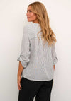 Kaffe Milia Linen Blend Blouse, Chalk & Black Stripe