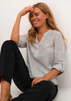 Kaffe Milia Linen Blend Blouse, Chalk & Black Stripe