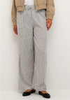 Kaffe Milia Linen Blend Wide Leg Trousers, Chalk & Black Stripe