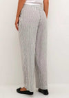 Kaffe Milia Linen Blend Wide Leg Trousers, Chalk & Black Stripe