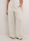 Kaffe Milia Linen Blend Wide Leg Trousers, Chinchilla & Chalk Stripe