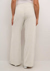 Kaffe Milia Linen Blend Wide Leg Trousers, Chinchilla & Chalk Stripe
