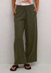 Kaffe Milia Linen Blend Wide Leg Trousers, Forest Night