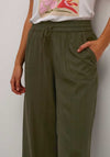 Kaffe Milia Linen Blend Wide Leg Trousers, Forest Night