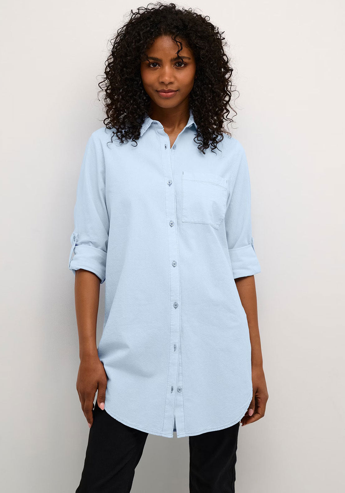 Kaffe Naya Longline Tunic Shirt, Blue