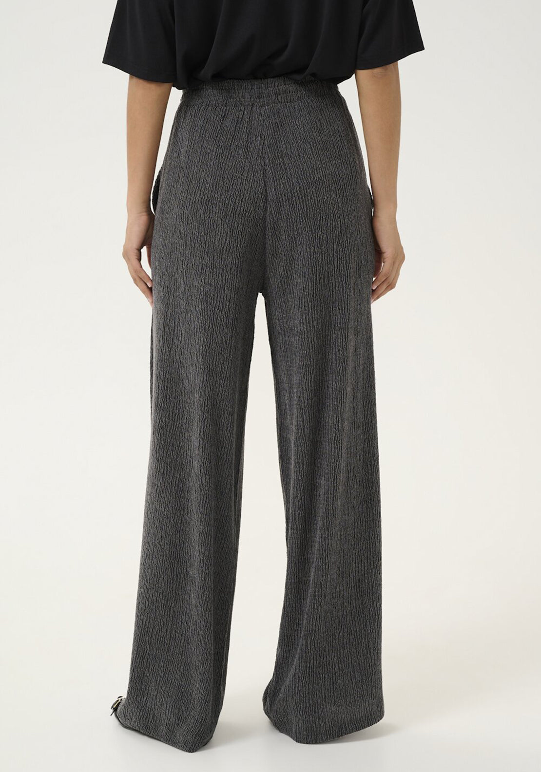 Kaffe Olga Textured Wide Leg Trousers, Grey