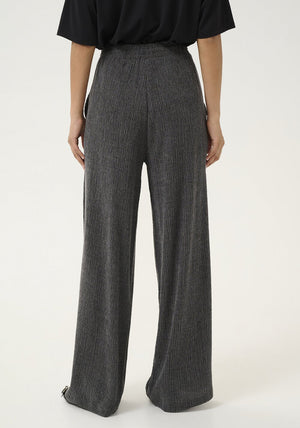 Kaffe Olga Textured Wide Leg Trousers, Grey