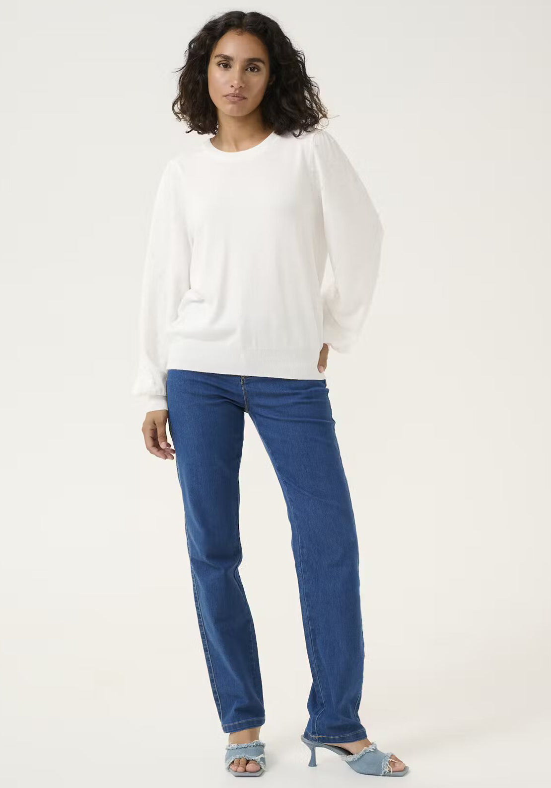Kaffe Karen Pearl Embellished Sweater, White