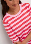 KAFFE Kalizza Stripe Short Sleeve Knit Sweater, Pink Mist