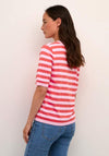 KAFFE Kalizza Stripe Short Sleeve Knit Sweater, Pink Mist