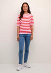 KAFFE Kalizza Stripe Short Sleeve Knit Sweater, Pink Mist