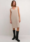 KAFFE Kamilla Striped Sleeveless Midi Dress, Chinchilla & Chalk
