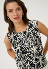 Kaffe Vera Floral Print Blouse, Black and Cream