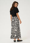 Kaffe Vera Floral Print Skirt, Black and Cream